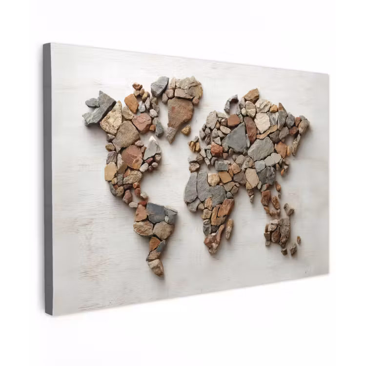 Canvas schilderij - Wereldkaart - Stenen - Wit — 1