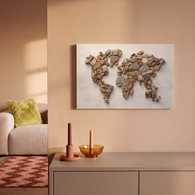 Canvas schilderij - Wereldkaart - Stenen - Wit — 2