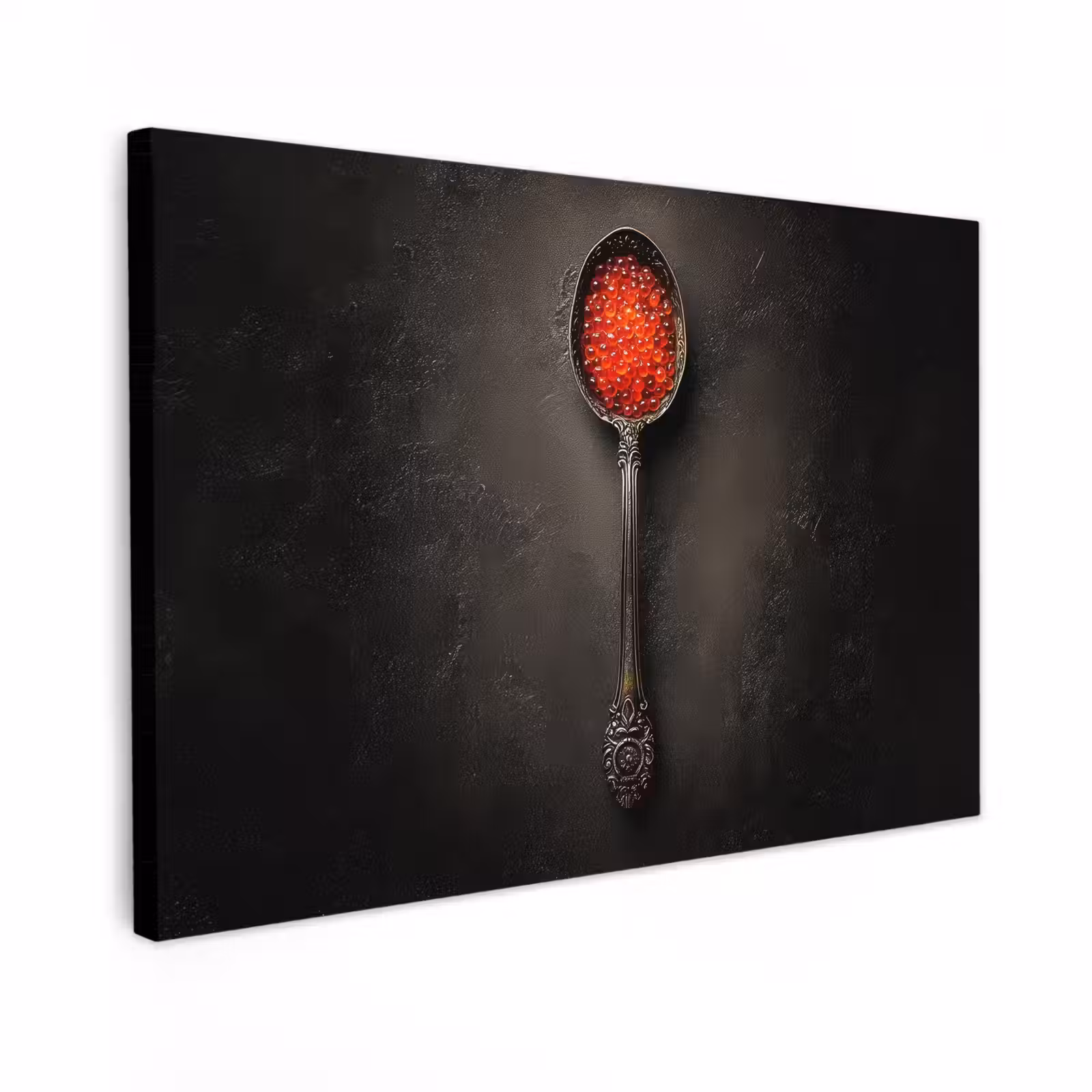 Canvas schilderij - Zwart - Lepel - Caviar — 1
