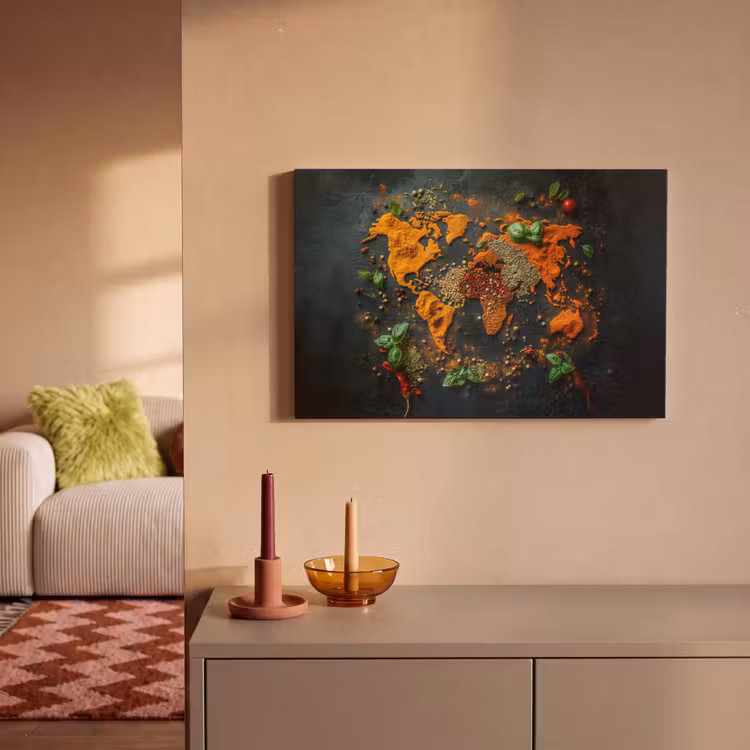 Canvas schilderij - Wereldkaart - Kruiden - Levendige kleuren — 2