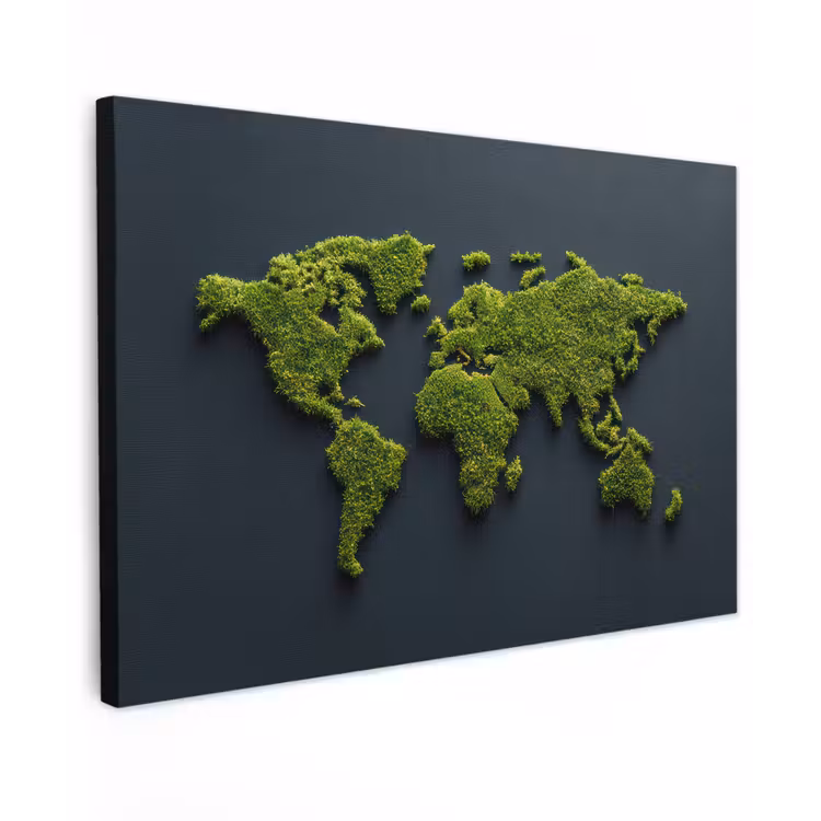Canvas schilderij - Wereldkaart - Mos -Levendig effect — 1
