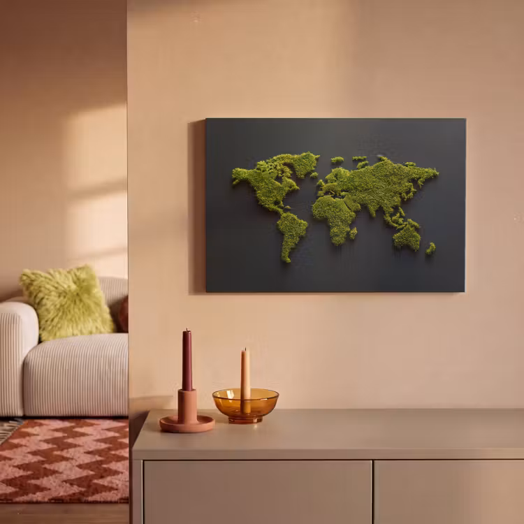 Canvas schilderij - Wereldkaart - Mos -Levendig effect — 2