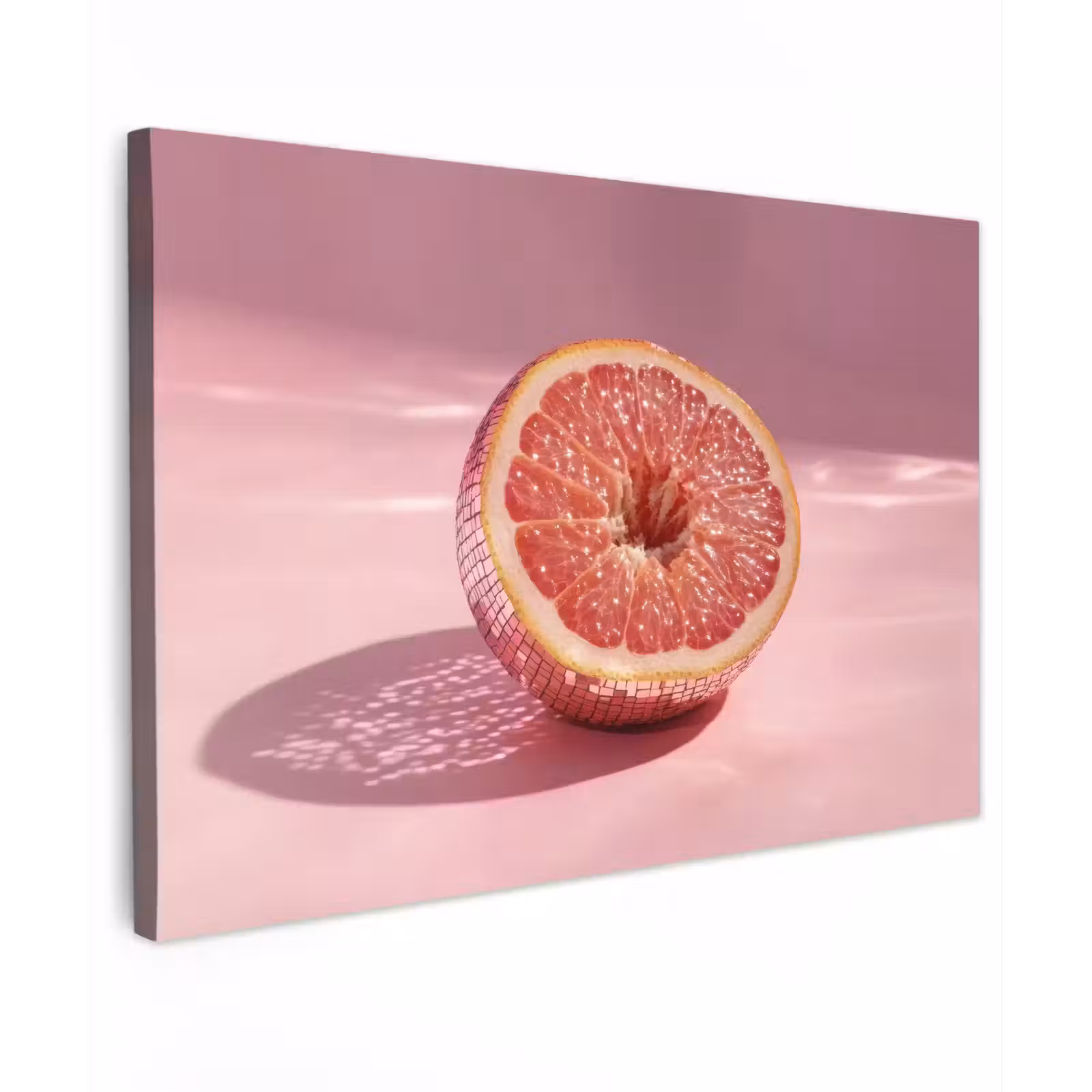 Canvas schilderij - Grapefruit - Roze - Disco - Shiny — 1