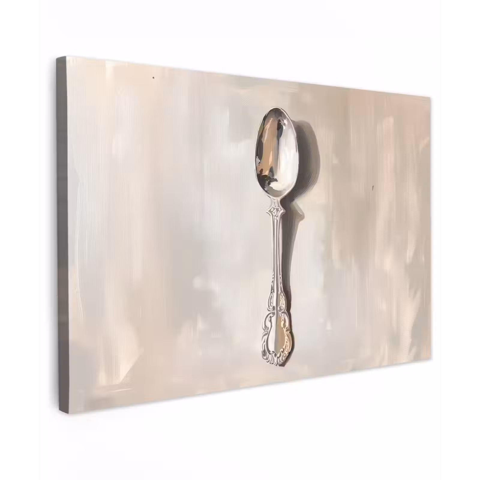 Canvas schilderij - Lepel - Verf - Zilver — 1