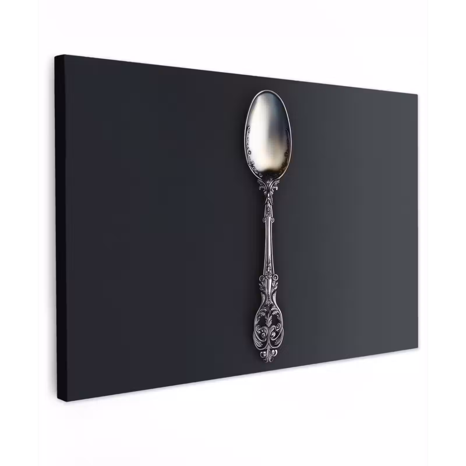 Canvas schilderij - Lepel - Zilver - Metaal — 1