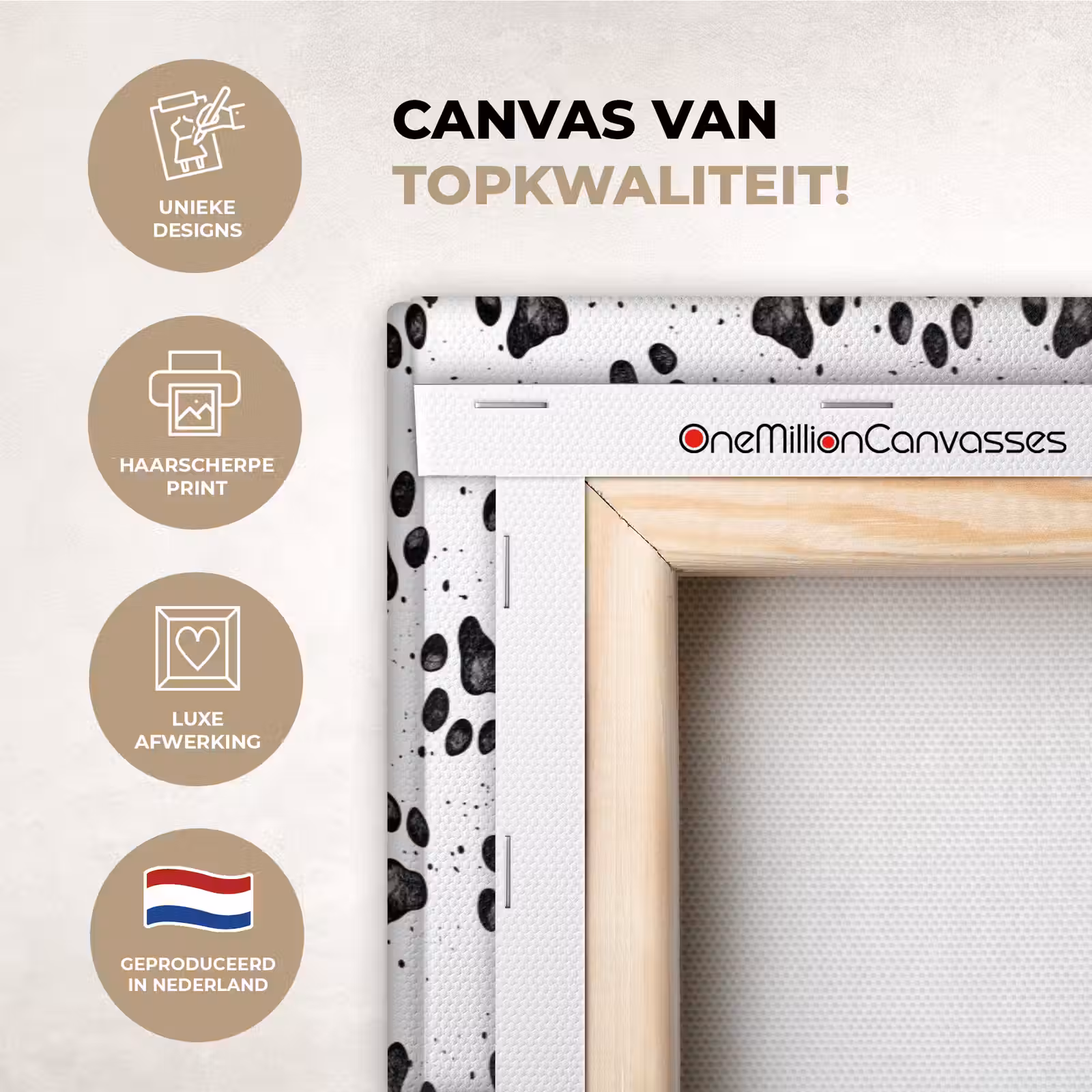 Canvas schilderij - Paw - Pattern -Black — 1