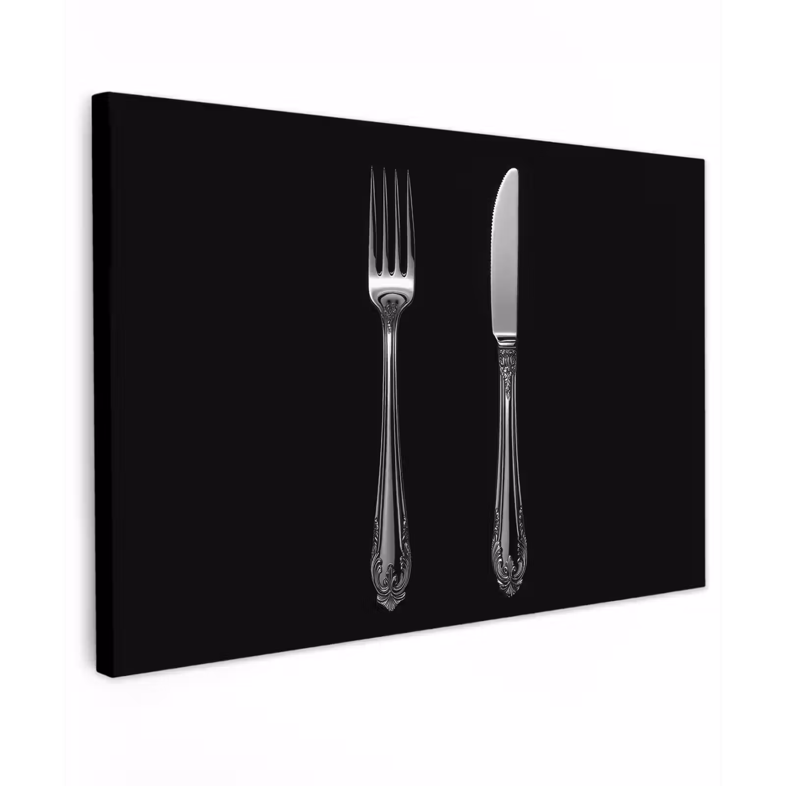 Canvas schilderij - Vork - Mes - Zilver — 1