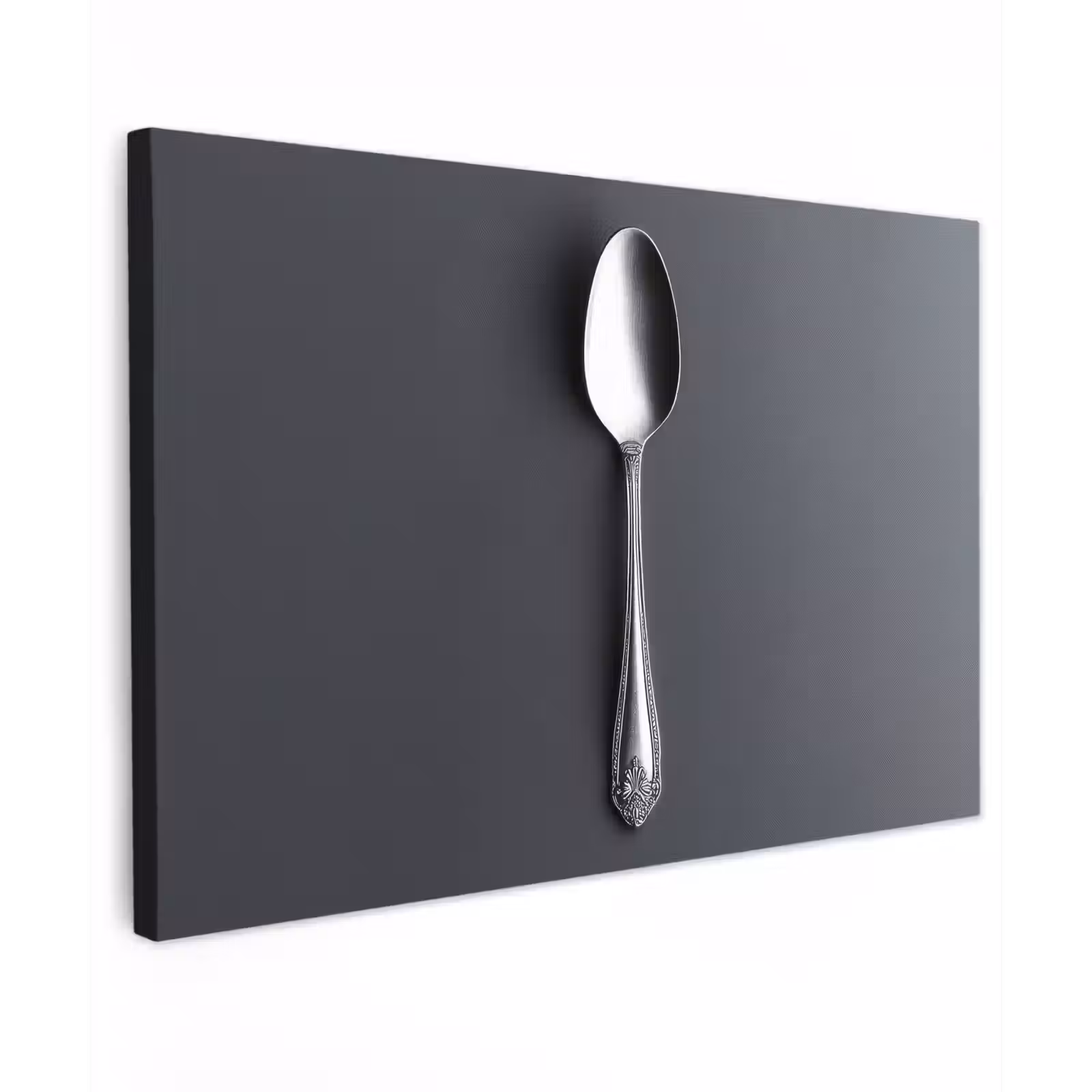 Canvas schilderij - Zilver - Metaal - Lepel — 1