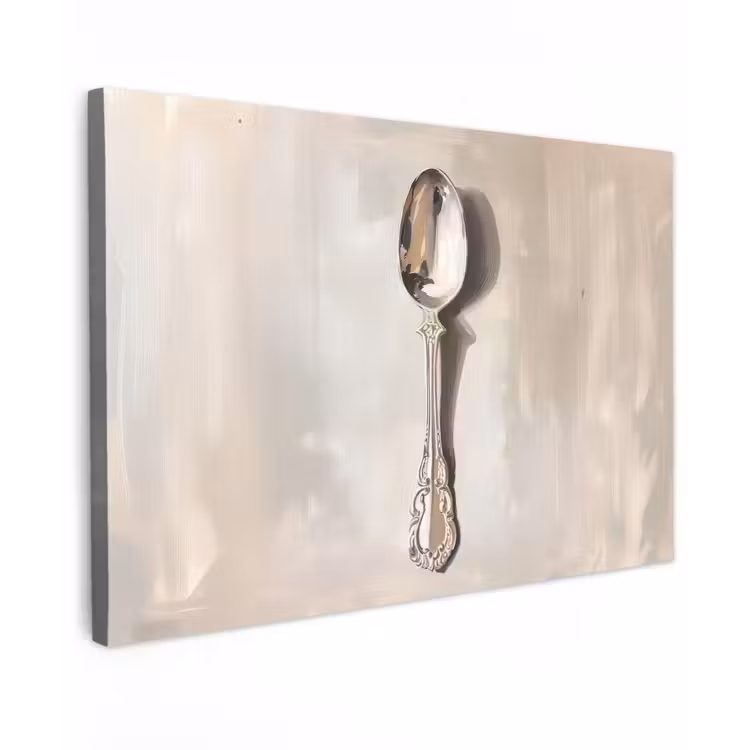 Canvas schilderij - Lepel - Verf - Zilver — 1