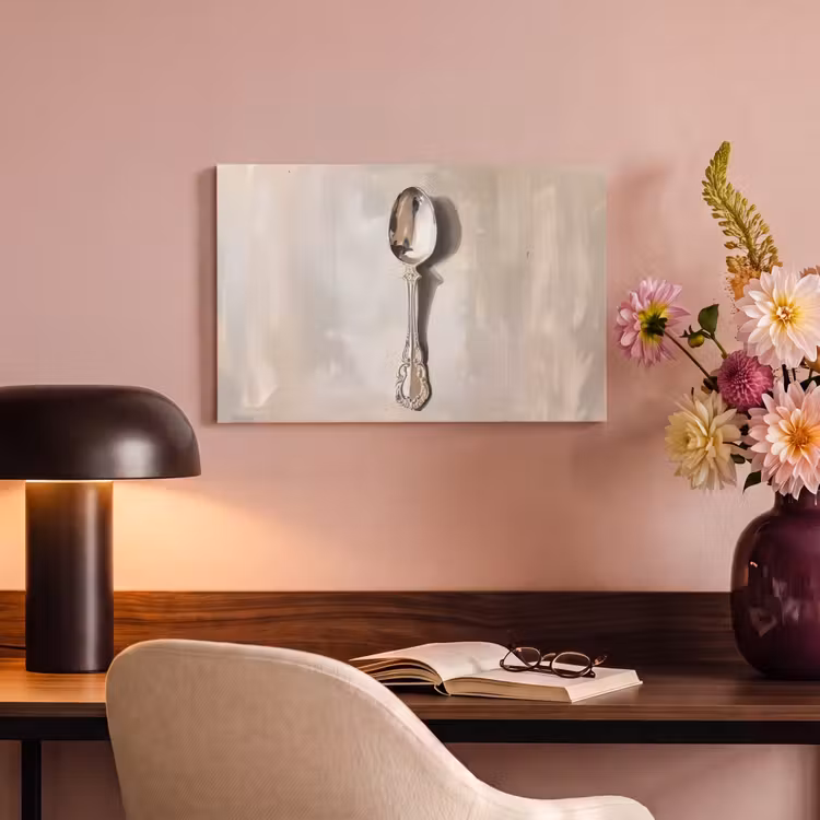 Canvas schilderij - Lepel - Verf - Zilver — 4