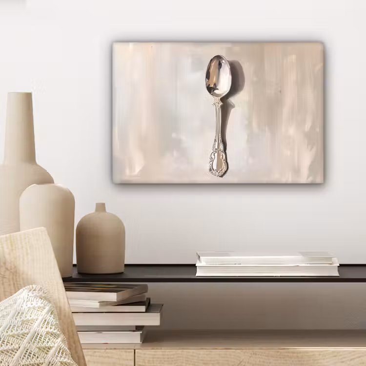 Canvas schilderij - Lepel - Verf - Zilver — 5