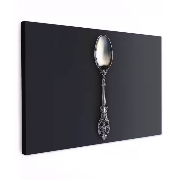 Canvas schilderij - Lepel - Zilver - Metaal — 1