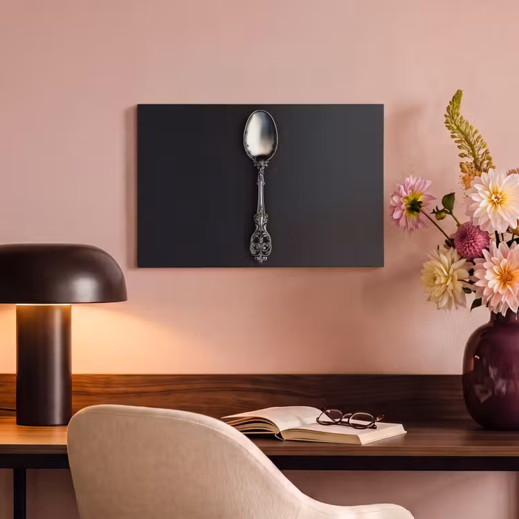 Canvas schilderij - Lepel - Zilver - Metaal — 4