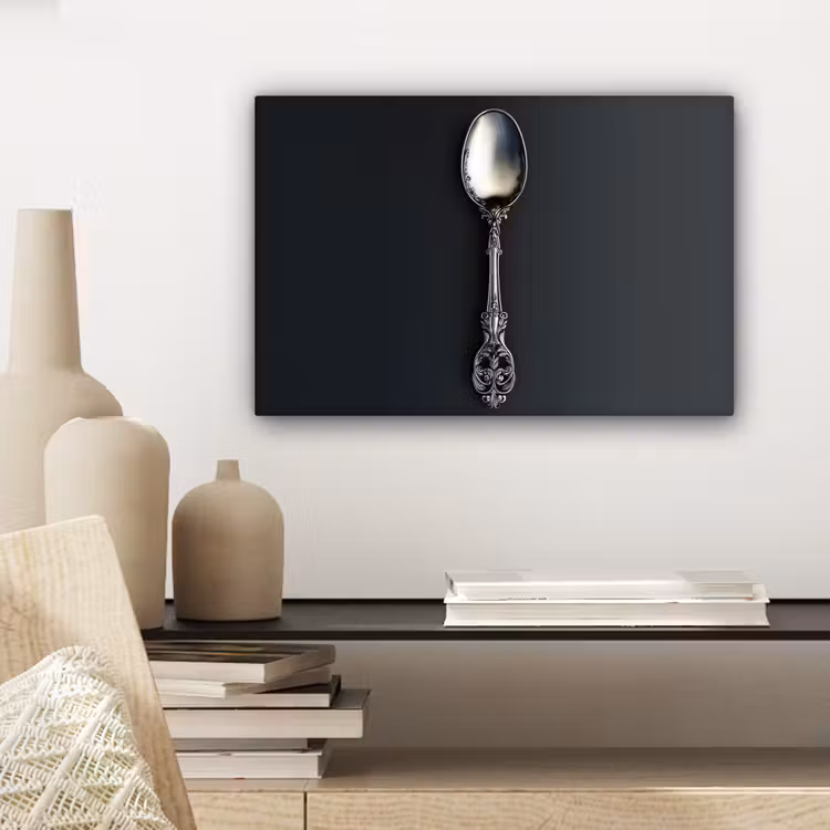 Canvas schilderij - Lepel - Zilver - Metaal — 5