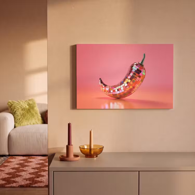 Canvas schilderij - Peper - Disco - Rood - Glitter — 2