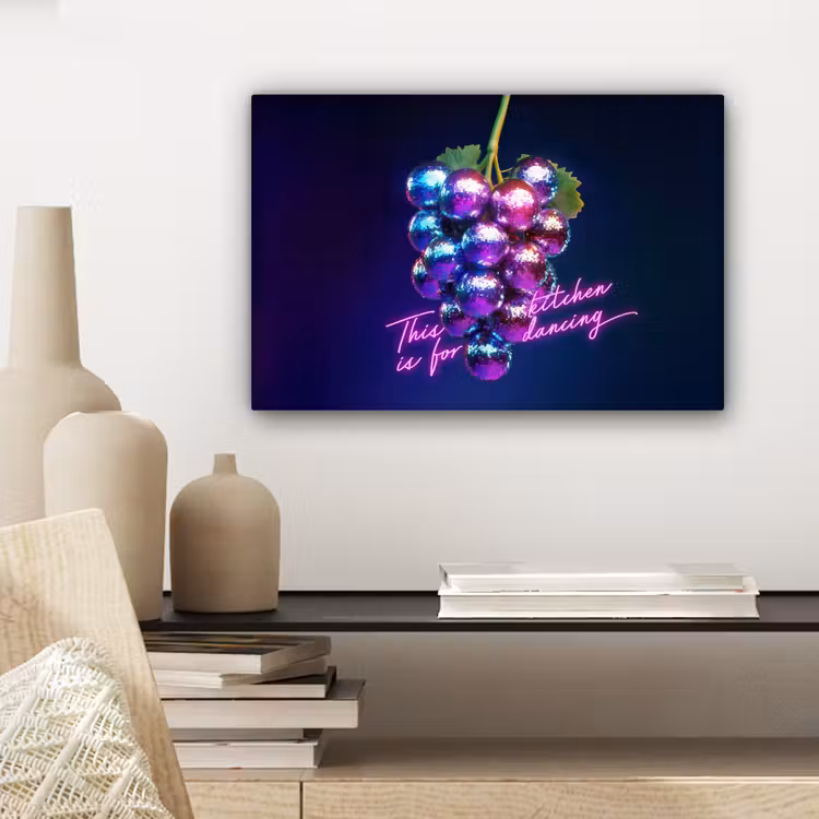 Canvas schilderij - Quote - Neon - Disco - Druiven — 5