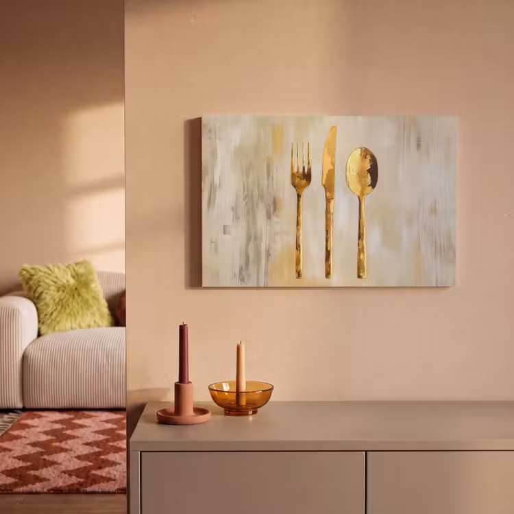 Canvas schilderij - Verf - Goud - Bestek — 2