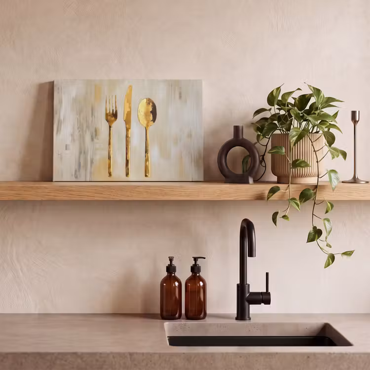 Canvas schilderij - Verf - Goud - Bestek — 3