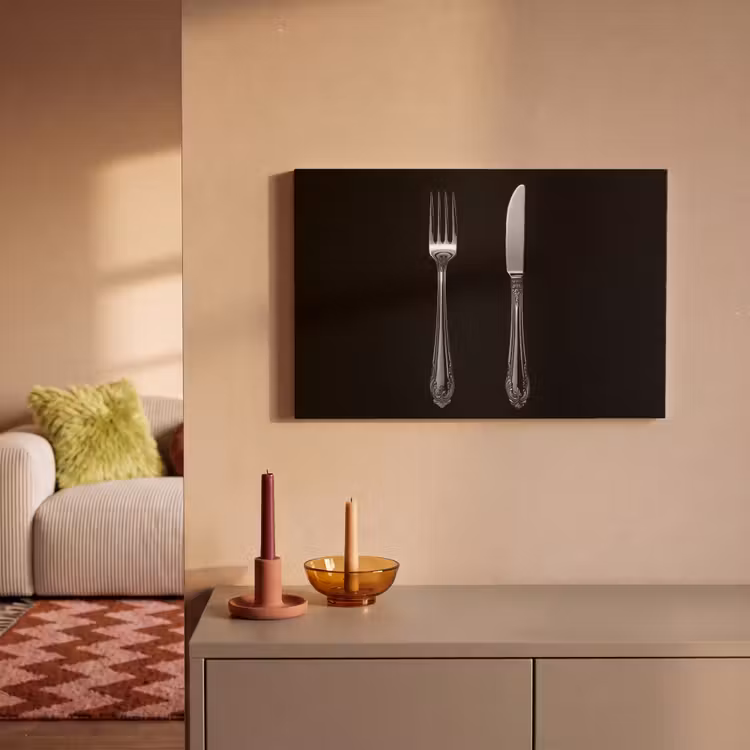 Canvas schilderij - Vork - Mes - Zilver — 2