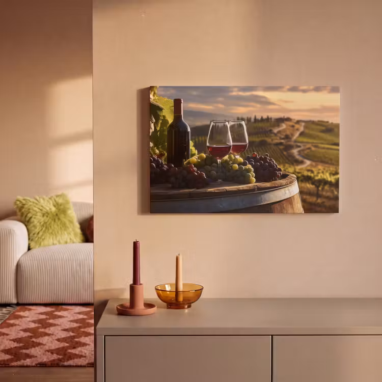 Canvas schilderij - Wijn - Druiven - Heuvels - Landschap — 2