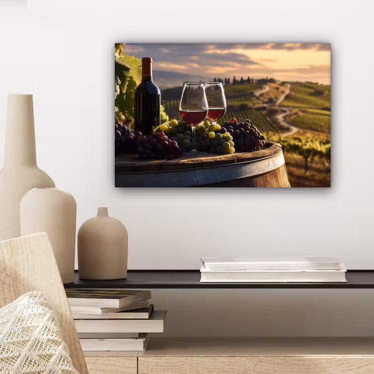 Canvas schilderij - Wijn - Druiven - Heuvels - Landschap — 5