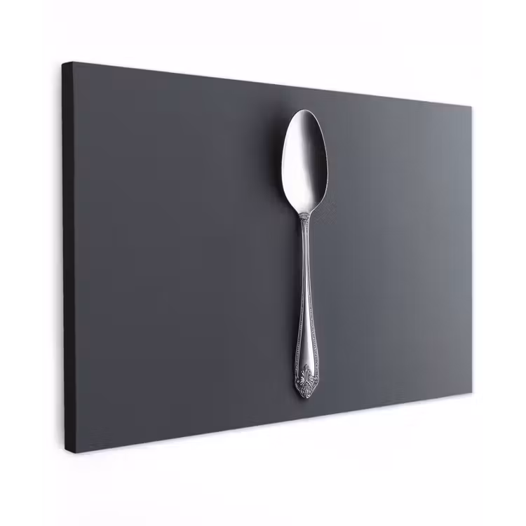 Canvas schilderij - Zilver - Metaal - Lepel — 1