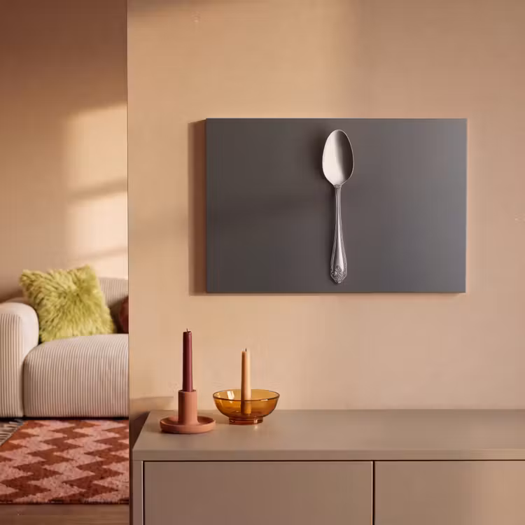 Canvas schilderij - Zilver - Metaal - Lepel — 2