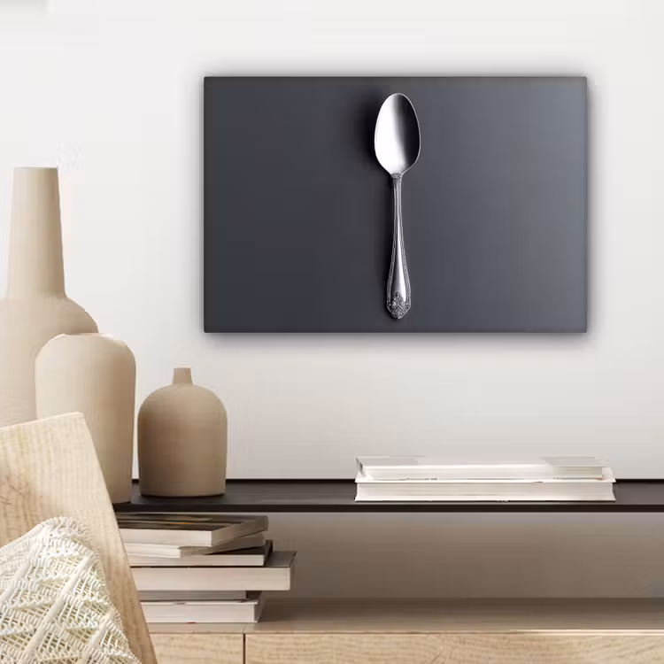 Canvas schilderij - Zilver - Metaal - Lepel — 5