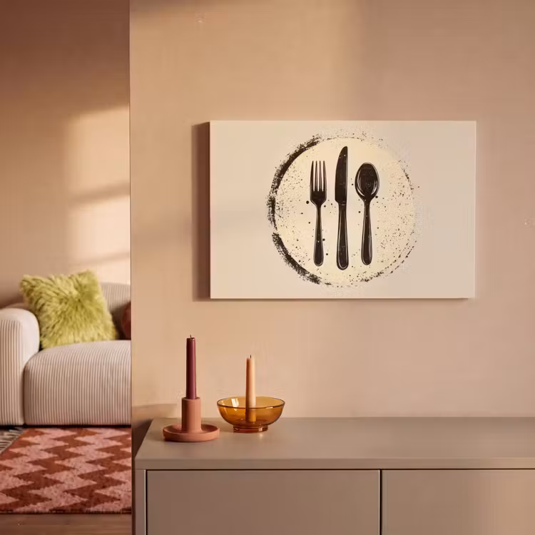 Canvas schilderij - Zwart - Bestek - Rondje — 2