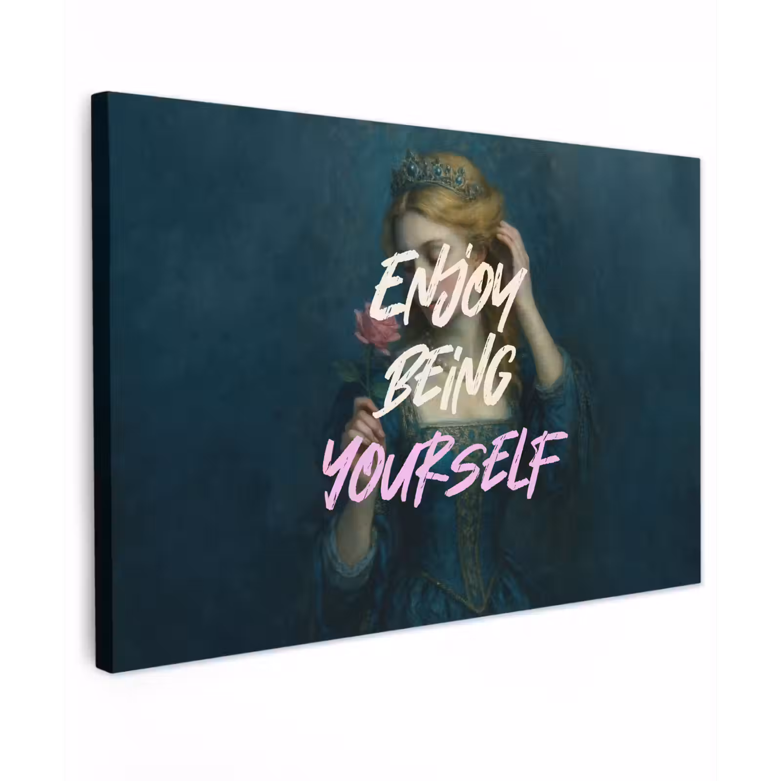 Canvas schilderij - Vrouw - Roos - Quote — 1