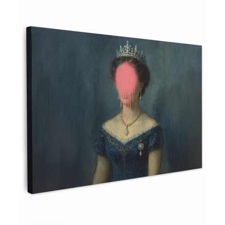 Canvas schilderij - Kroon - Roze druipend verf - Portret — 1