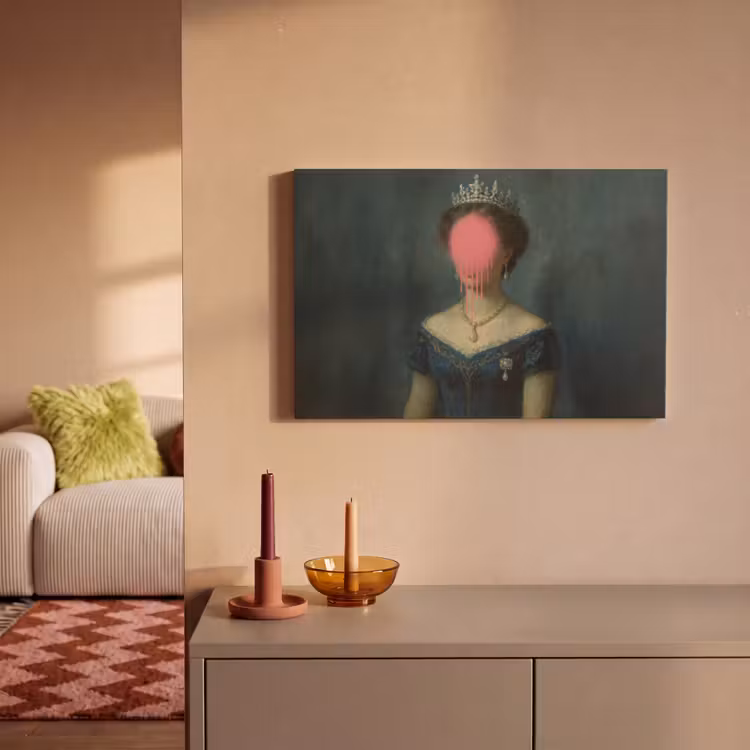 Canvas schilderij - Kroon - Roze druipend verf - Portret — 2