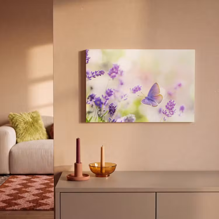 Canvas schilderij - Lavendel - Vlinder - Bloemen — 2