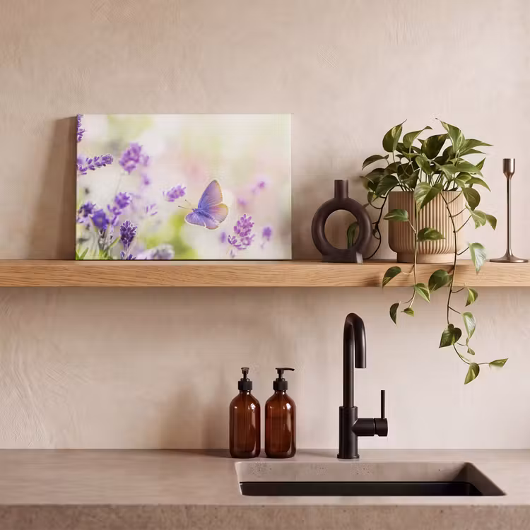 Canvas schilderij - Lavendel - Vlinder - Bloemen — 3