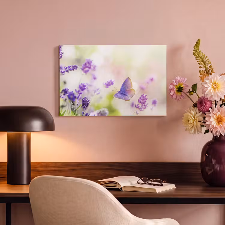 Canvas schilderij - Lavendel - Vlinder - Bloemen — 4