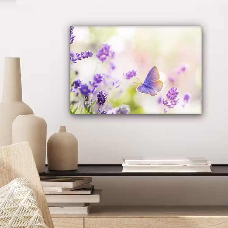 Canvas schilderij - Lavendel - Vlinder - Bloemen — 5