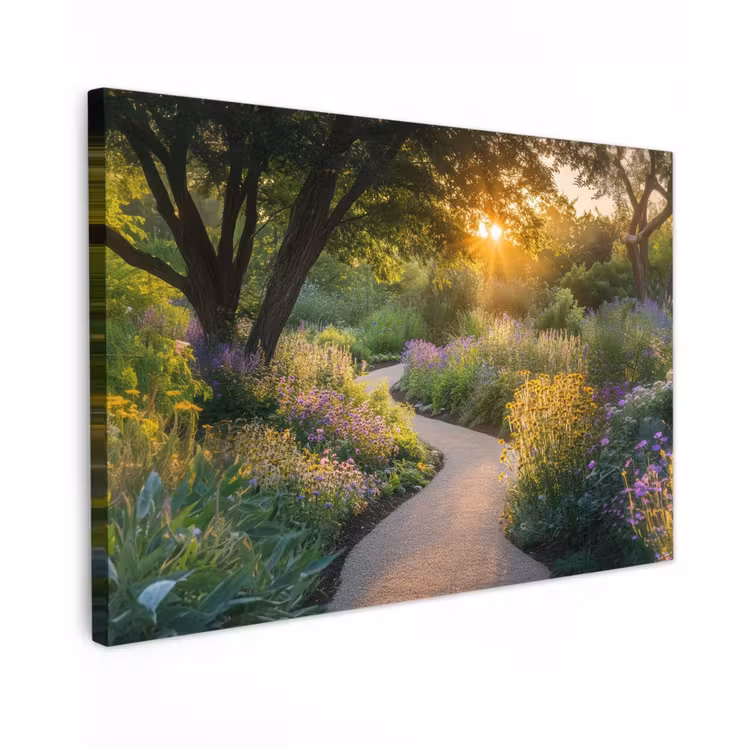 Canvas schilderij - Pad - Bloemen - Park — 1