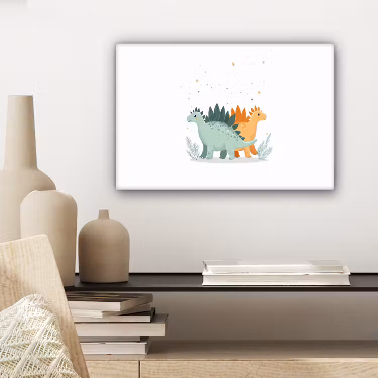 Canvas schilderij - Planten - Sterren - Dinosaurussen - Oranje — 5