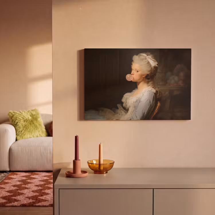 Canvas schilderij - Vrouw - Barokjurk - Kauwgom — 2