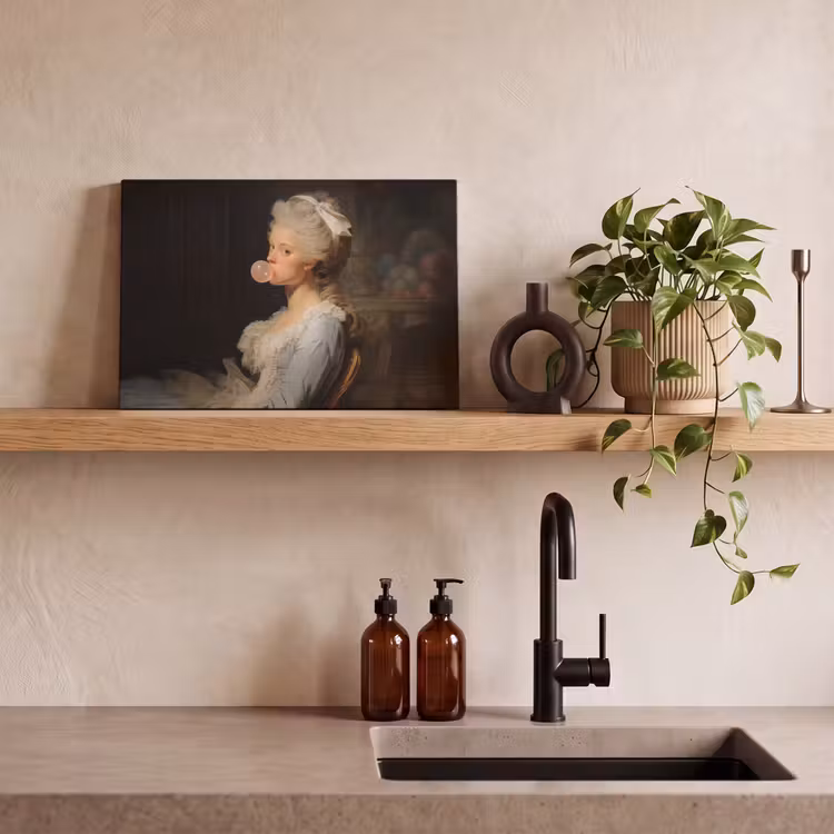 Canvas schilderij - Vrouw - Barokjurk - Kauwgom — 3