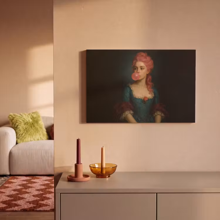 Canvas schilderij - Vrouw - Portret - Kauwgombel — 2