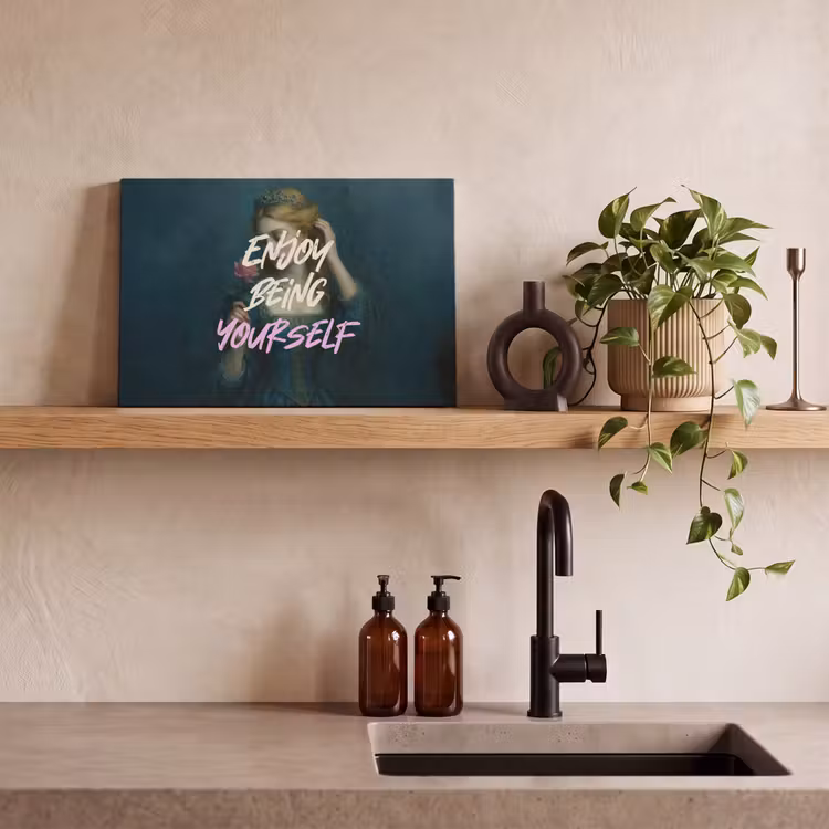 Canvas schilderij - Vrouw - Roos - Quote — 3