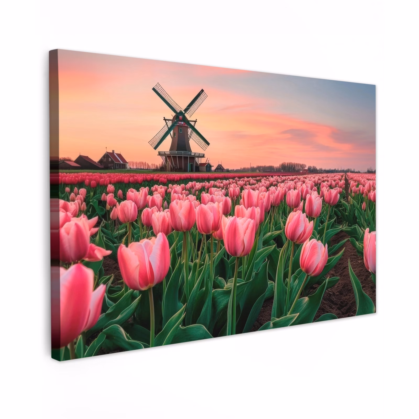 Canvas schilderij - Tulpen - Molen - Nederland — 1