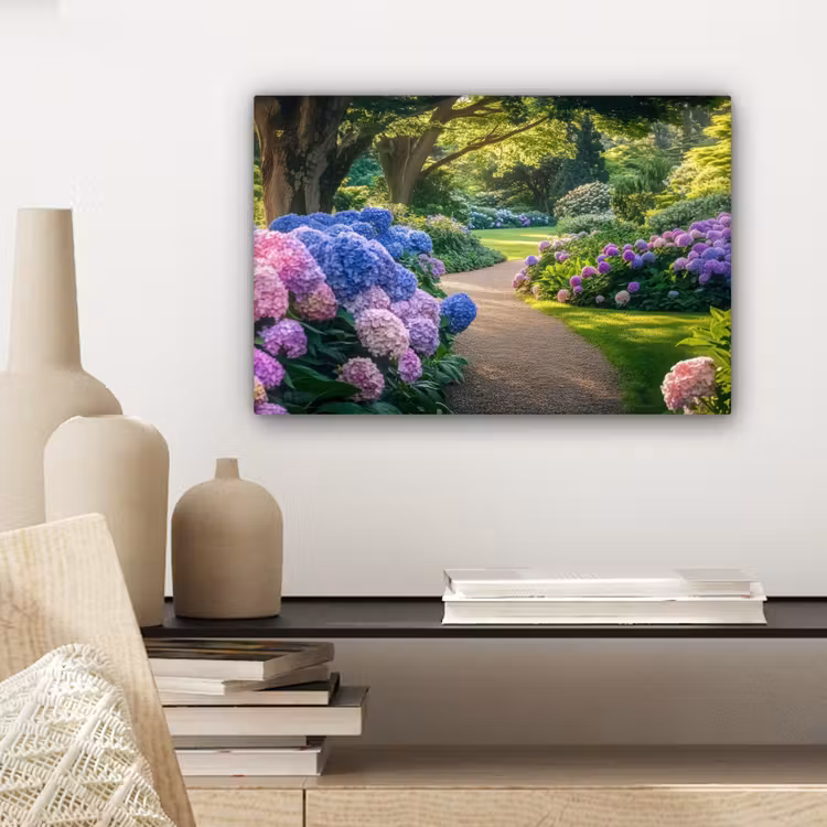 Canvas schilderij - Hortensia- Park - Pad — 5