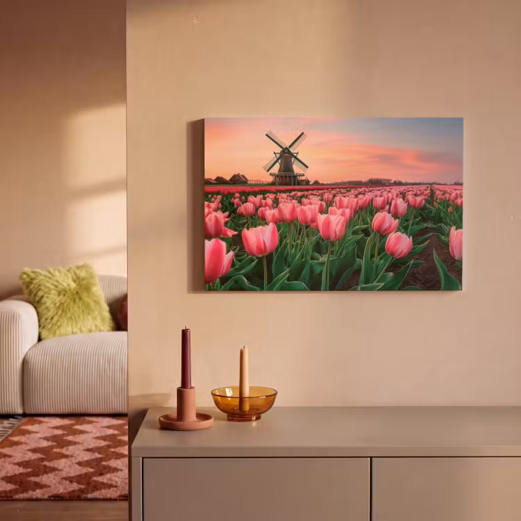 Canvas schilderij - Tulpen - Molen - Nederland — 2