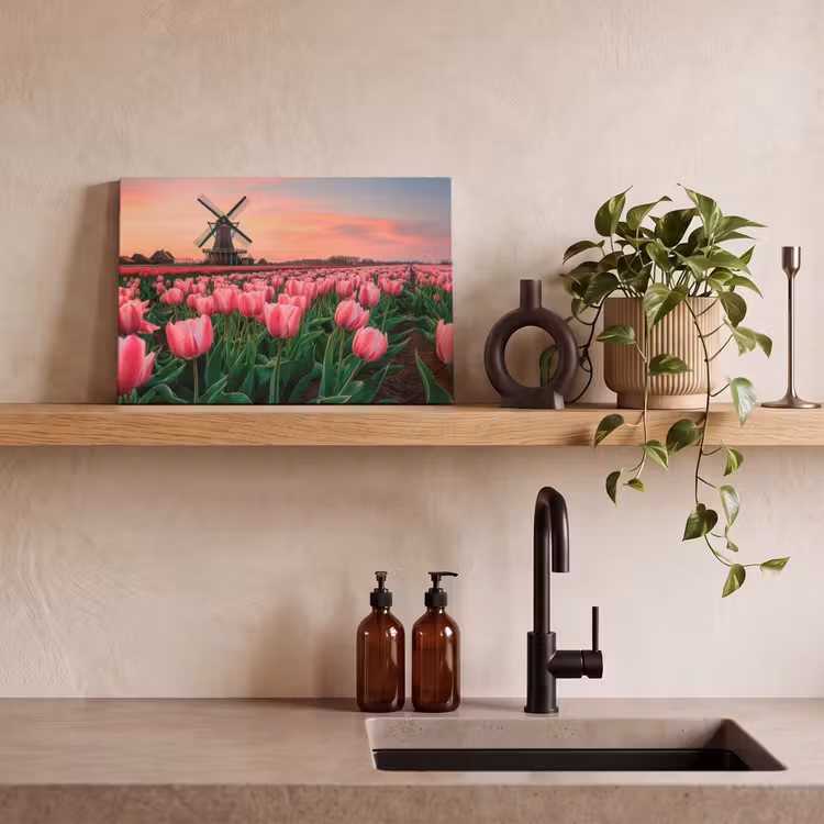 Canvas schilderij - Tulpen - Molen - Nederland — 3