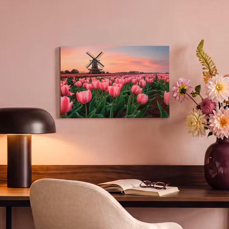 Canvas schilderij - Tulpen - Molen - Nederland — 4