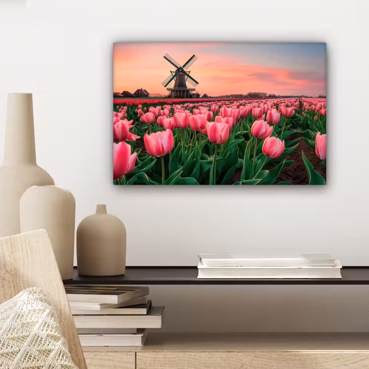 Canvas schilderij - Tulpen - Molen - Nederland — 5