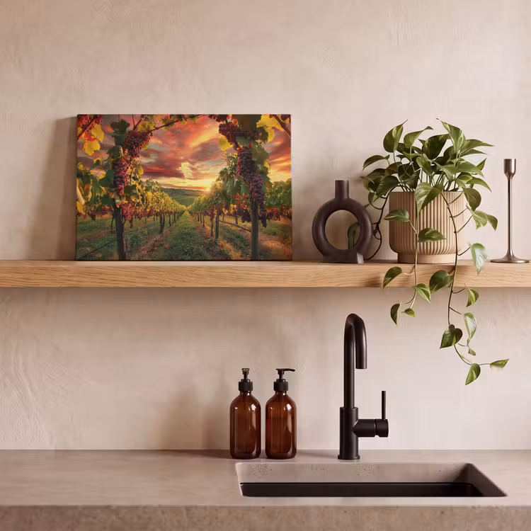 Canvas schilderij - Wijngaard - Druiven - Zonsondergang — 3