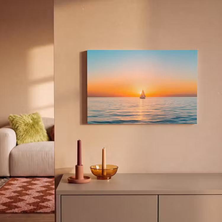Canvas schilderij - Zee - Zeilboot - Zonsondergang — 2